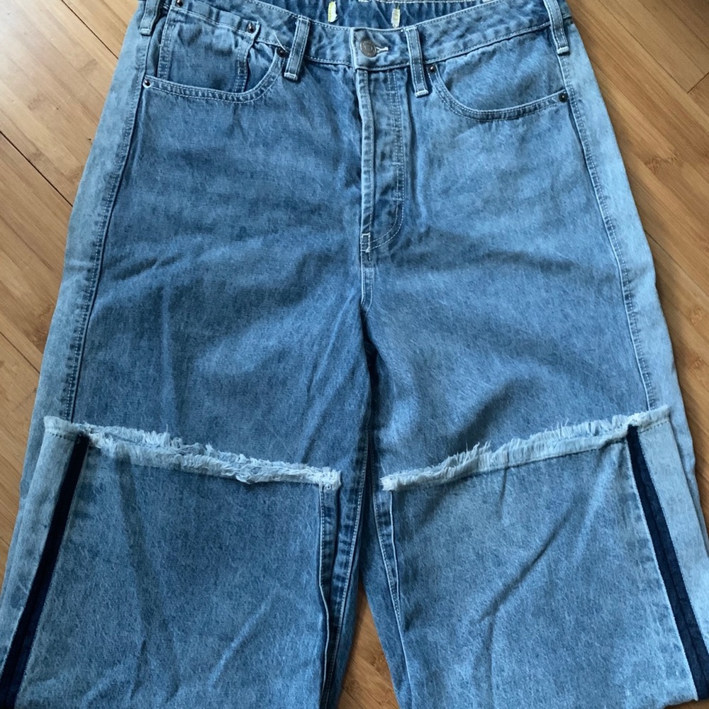 High rise crop wide leg jean